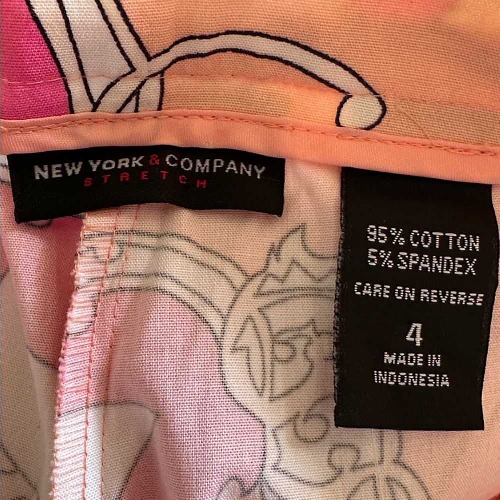New York & Company Pink and Peach Graphic Stretch pants - Picture 5 of 6